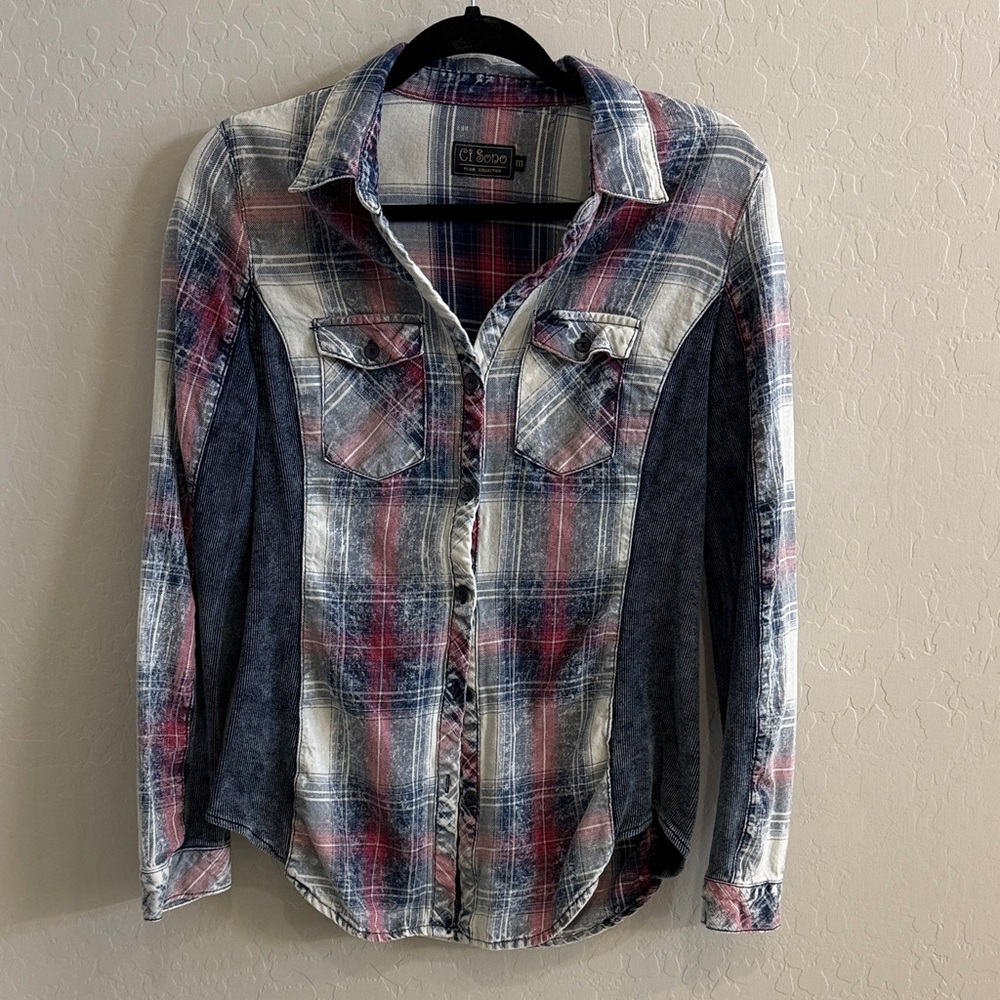 Ci Sono Multicolor Plaid button up Shirt size medium